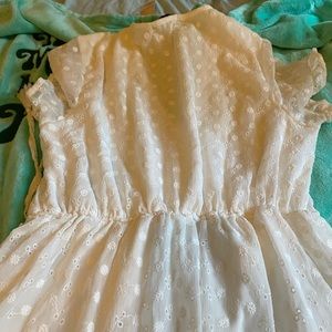 White Sundress, Floral Detail, Wrap Dress